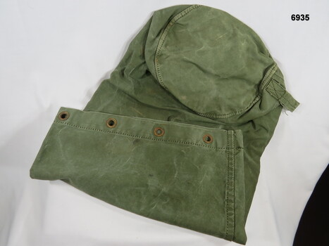 Army green long duffle bag.