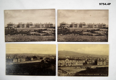 Four postcards of Military Barracks England.