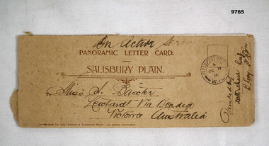 Panoramic Letter card, England WW1.