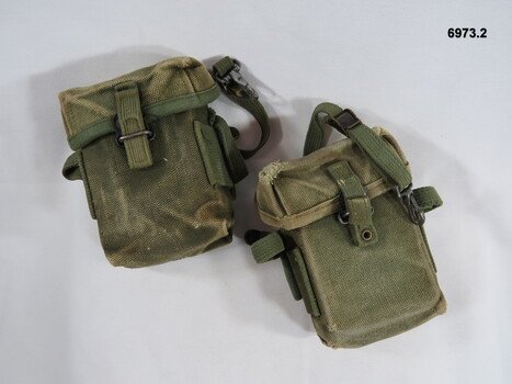 Two webbing Ammunition pouches in olive green.