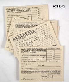 Pro forma for applying to obtain ration tickets.