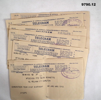 Collection of Congratulatory telegrams for a 21st Birthday.