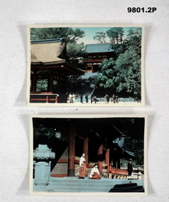 Two colour photographs depicting a Japanese temple.