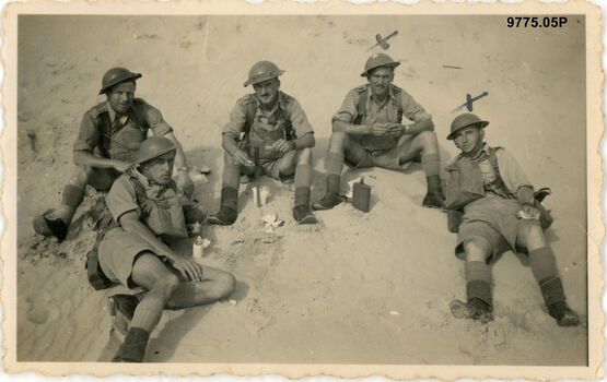 9775.05P Western Desert group of officers from CSM Lee, Lt Fallon, Cpt R Rattray VX38937  Lt Anderson VX48780 Cpt Ferguson Urquhart VX42858