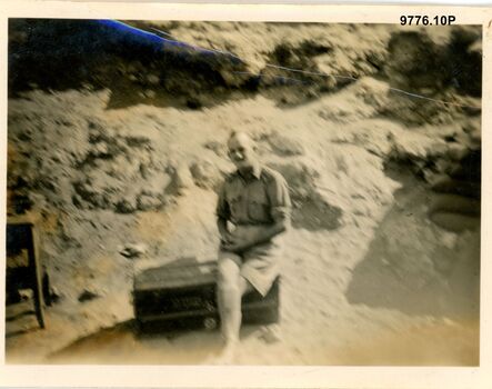 9776.10P Western Desert Tobruk My OC Captaain F G Monell in wadi on Derna Road sector Tobruk