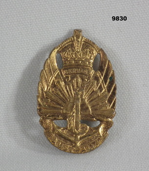 Bronze coloured badge with Army, Navy and Air Force symbols.