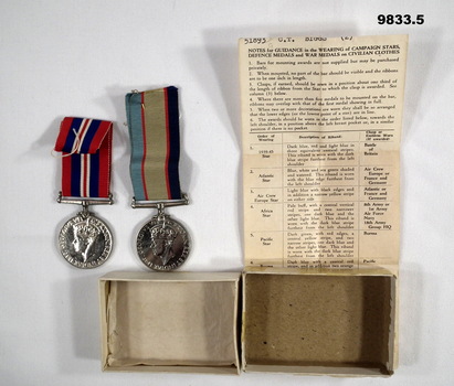 Box of two Service Medals WW2.