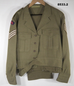 Battle dress, jacket and trousers.