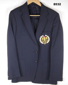 Dark blue blazer - civilian with 38th Battalion badge.