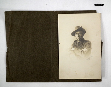 Sepia toned photograph of a soldier.