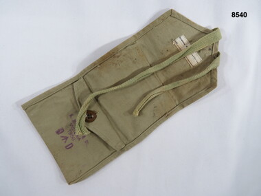Khaki utility, two pocket pouch.
