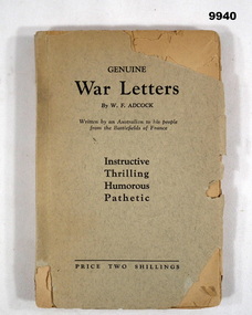 Book - BOOK WW1, LETTERS, The National Press, Genuine War Letters, Post WW1