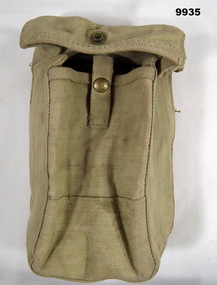 Basic brown canvas ammunition pouch.