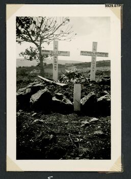 Graves of Lieutenant Kelly and James Rutherford NX47460, killed 8th June 1941. His brother Andrew NX47461 also served in D Company 2/31st