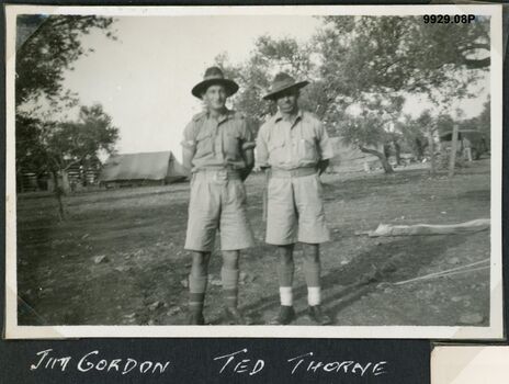 Jim Gordon VC WX2437 and  Major Edward Thorne QX6058 Commander of D Company 2/31st. Major Thorne was killed in New Guinea.