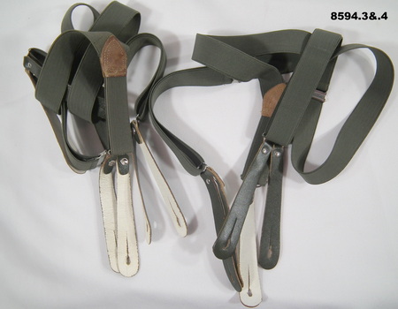 Braces - green elastic with leather straps.