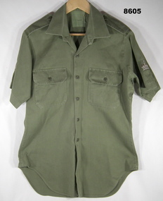 Army work dress shirt, short sleeves.