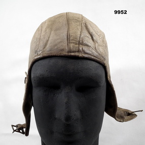 Leather helmet liner worn by pilots in Korean War.