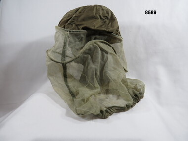 Green nylon insect face and neck cover.