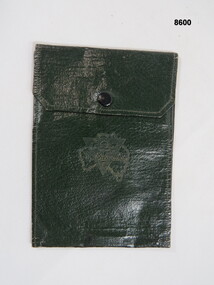 Green waterproof wallet branded YMCA.