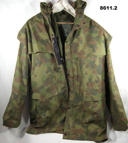 Waterproof Jacket with camouflage pattern.