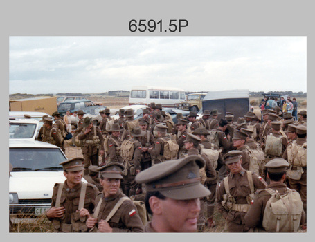 Army Survey Regiment’s Extras on Set- The ANZACS TV Series, Phillip Island, Victoria. 1985.