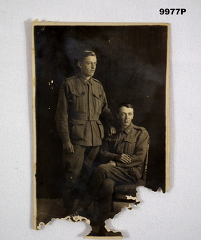 Black and white photo of two Australian Soldiers. WW1.