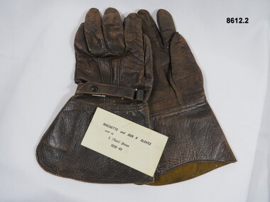 Long brown leather gloves to cover wrists.