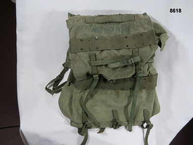 Back pack, field, green, adjustable.