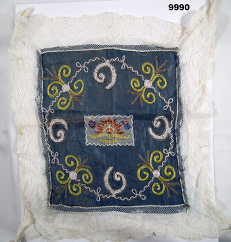 Silk and lace embroidered artwork.