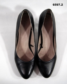 Pair of Womens WRAAC high heeled black shoes