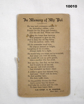 Poem on a WW1 Postcard.
