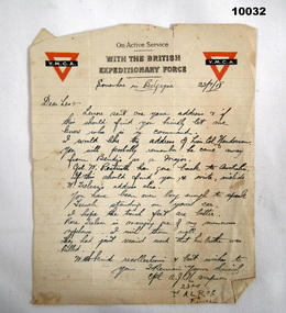 Handwritten letter on YMCA letterhead.