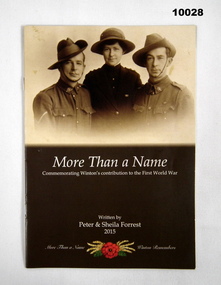 Booklet, Winton's contribution to WW1.
