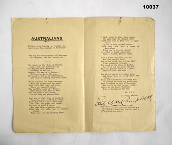 WW1 Poem about Australian Soldiers.