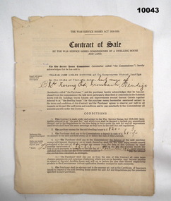 Four page contract of Sale for a War Service Home.