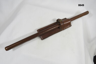 Leather swagger stick and frog.