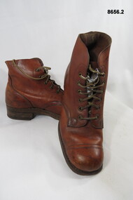 Left and right leather ankle boots.