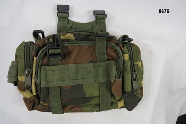 Universal webbing pack, Woodland pattern.