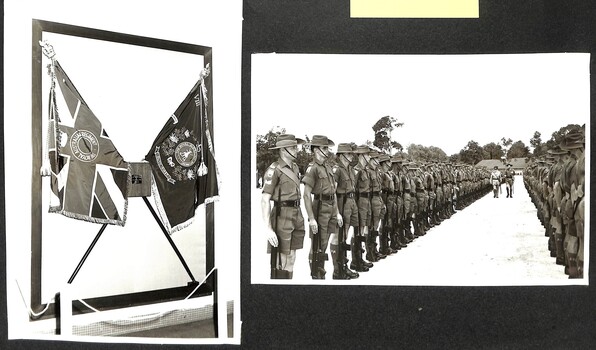 The Colours of 8 RAR and parade ground.