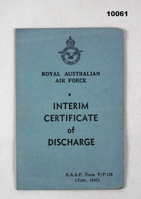 RAAF Interim Certificate of Discharge.