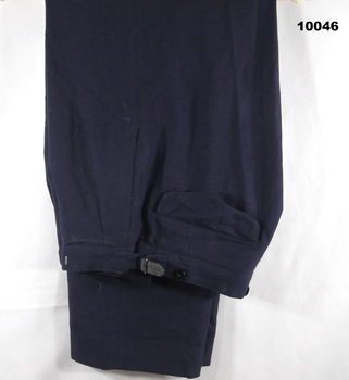 Dark blue RAAF uniform trousers.
