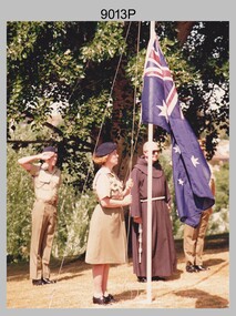 Flag Raising Ceremony on Australia Day - Army Survey Regiment, Fortuna, Bendigo. c1995.