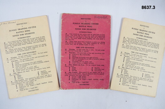 Jungle Training Centre, notes for students.