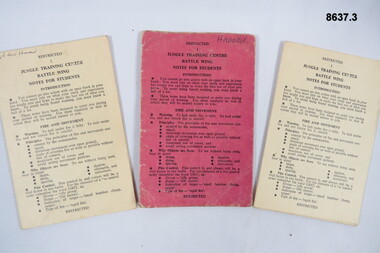 Jungle Training Centre, notes for students.