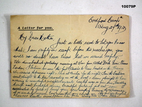 Letter and photograph series WW1.