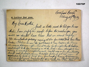Photograph - LETTER & PHOTOGRAPHS, WW1