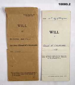 Last Will of a WW2 RAAF serviceman.