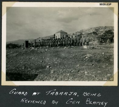 9930.03P Guard at Tabarja Lebanon being reviwed by General Blamey.jpg