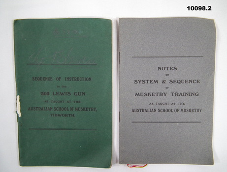 Manuals on Lewis Gun ad Musketry Training.